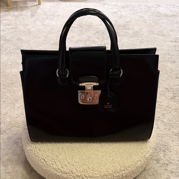 Gucci Black Patent Leather Satchel - Picture 1 of 11